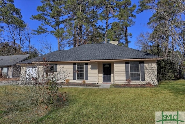 ranch-style home with a front yard