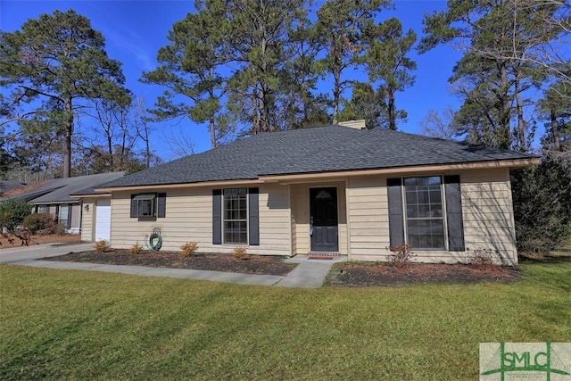 single story home with a front yard