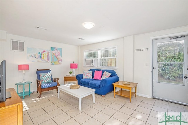 view of tiled living room