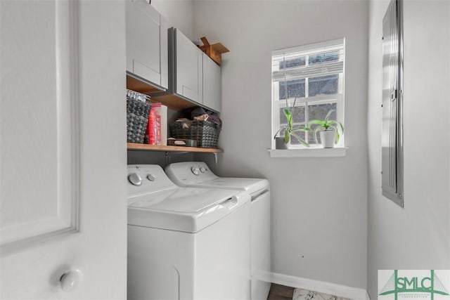 laundry room featuring cabinets and independent washer and dryer