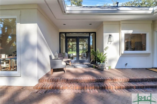 doorway to property with french doors and a patio