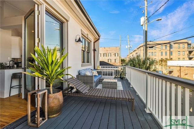 wooden terrace featuring sink