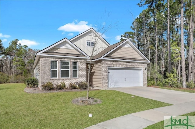 view of front of house with a garage and a front yard