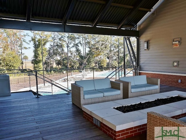 deck with an outdoor living space