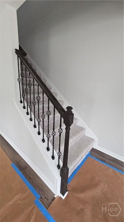 150 Cross Creek Dr, Pooler, GA 31322 - stairway featuring baseboards and wood finished floors