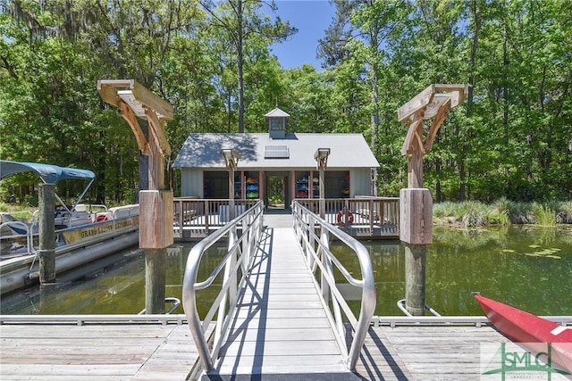 dock area with a water view