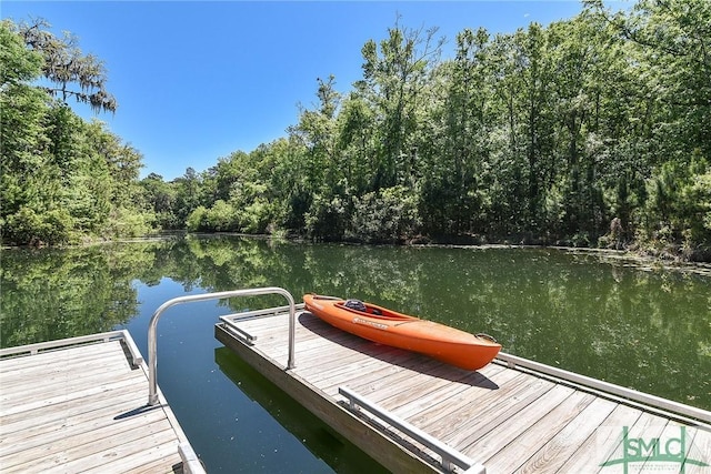 view of dock featuring a water view