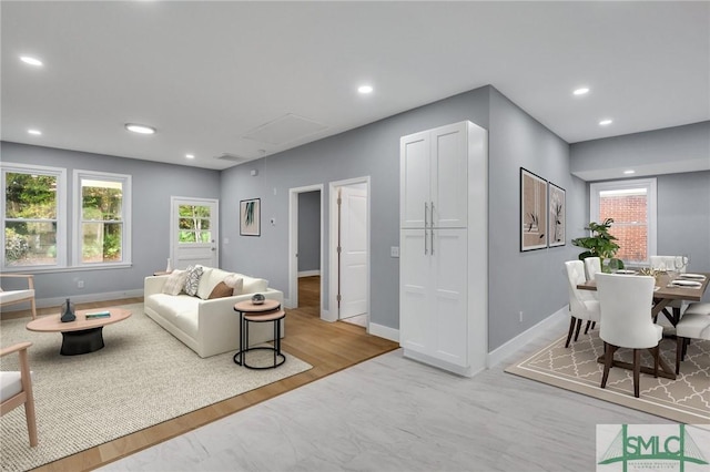 living room featuring light hardwood / wood-style floors