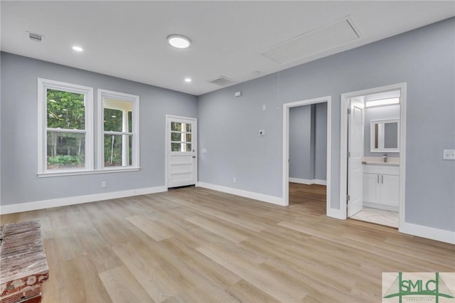 interior space with light hardwood / wood-style floors