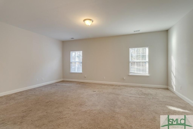 empty room with light colored carpet and a wealth of natural light