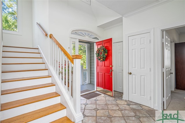 foyer with ornamental molding