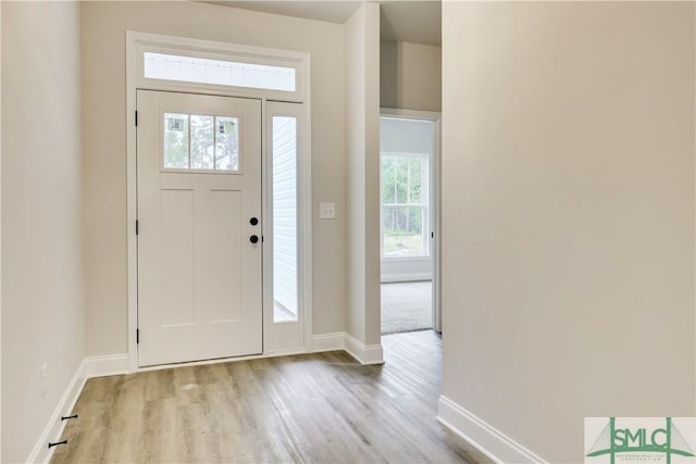 foyer entrance featuring light hardwood / wood-style flooring and a healthy amount of sunlight