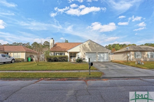 ranch-style house featuring a front lawn