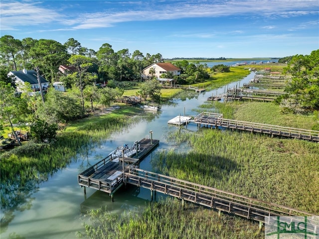 view of dock featuring a water view