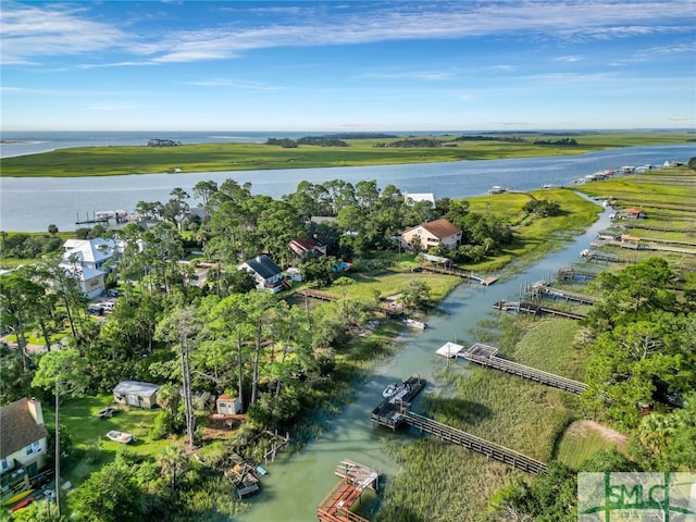 bird's eye view featuring a water view