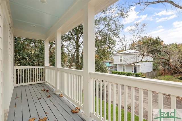 wooden deck with covered porch