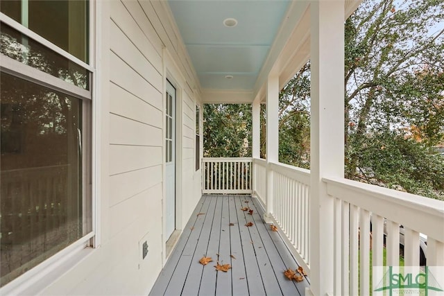 deck featuring covered porch