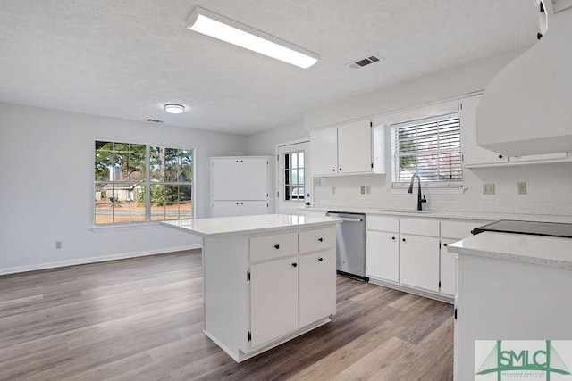 kitchen featuring dishwasher, white cabinetry, and plenty of natural light