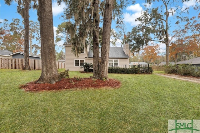 view of yard featuring a deck