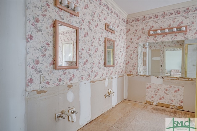 bathroom featuring ornamental molding