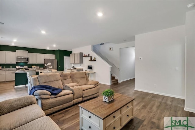 living room with wood-type flooring