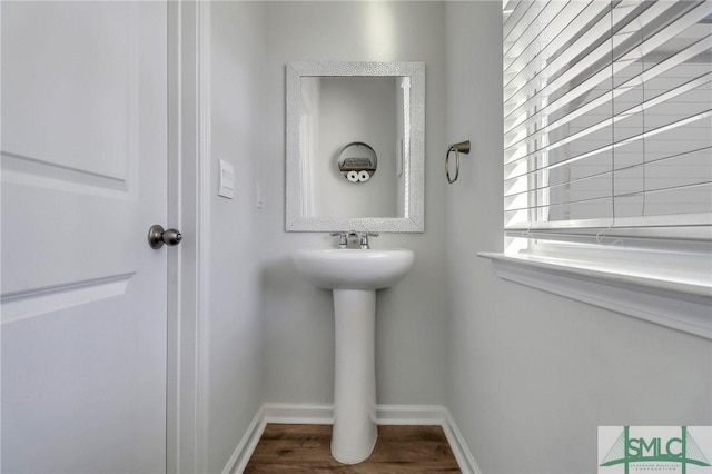 bathroom featuring hardwood / wood-style flooring and sink