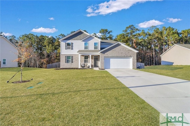 front of property featuring a front yard and a garage