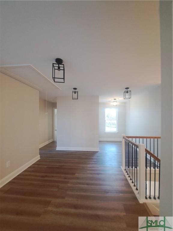 interior space with dark hardwood / wood-style flooring