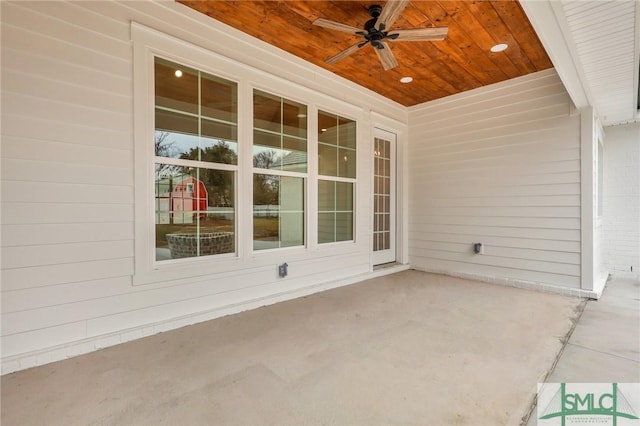 view of patio with ceiling fan