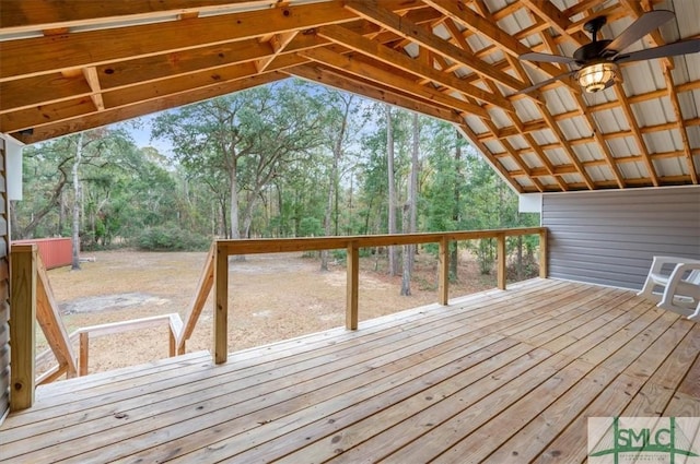 deck with a ceiling fan