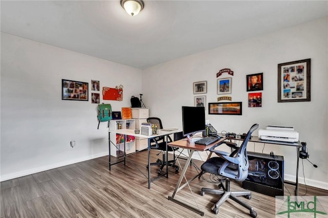 office featuring hardwood / wood-style flooring