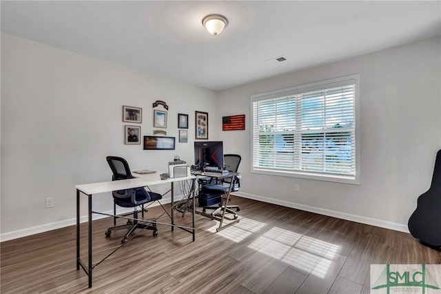 office area featuring wood-type flooring