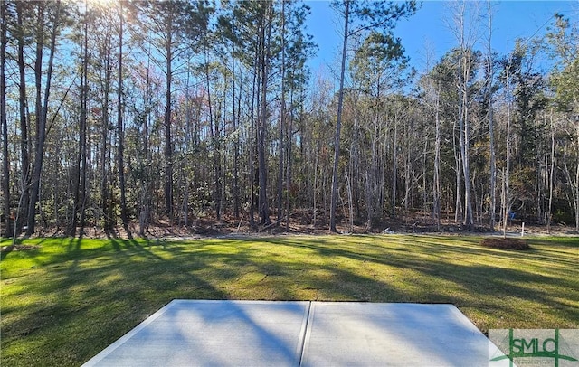 view of yard featuring a view of trees