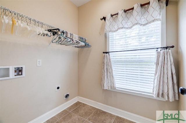 washroom featuring tile patterned flooring, hookup for a washing machine, and electric dryer hookup