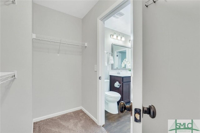 spacious closet with carpet and sink