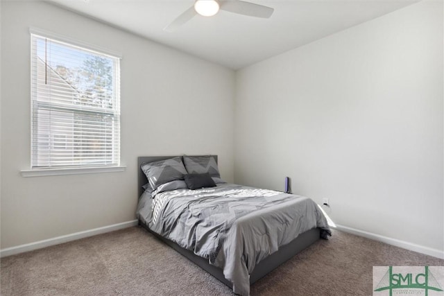 bedroom with carpet and ceiling fan