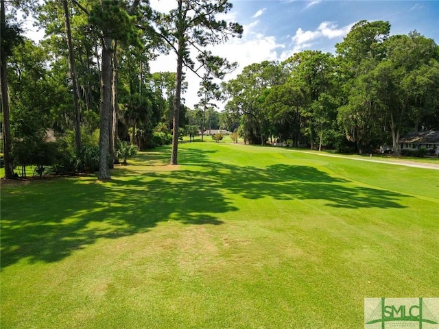 view of property's community with a lawn