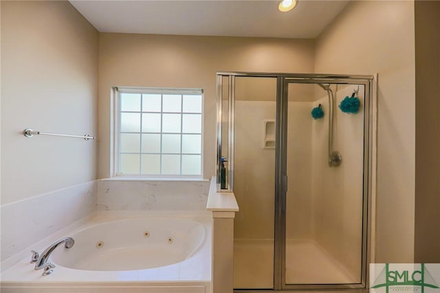 bathroom with independent shower and bath