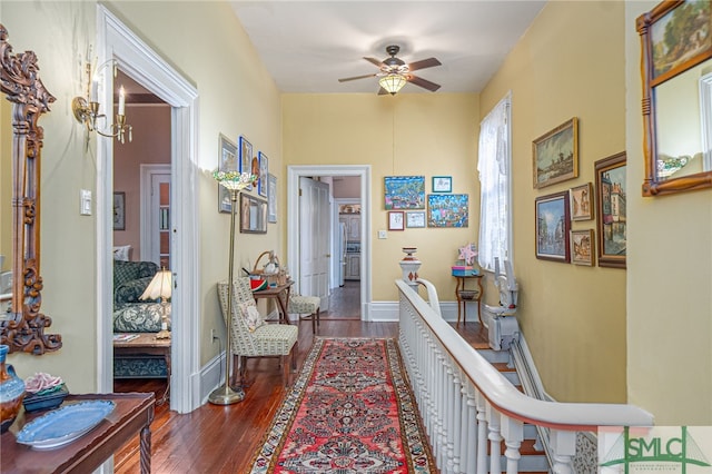 corridor featuring dark hardwood / wood-style floors