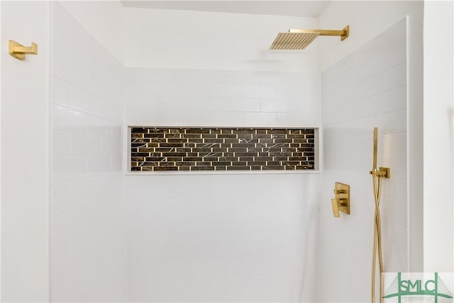 details with a tile shower