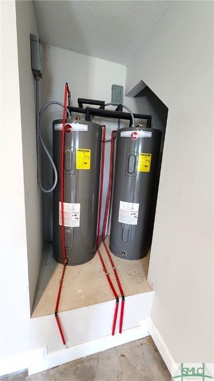 utility room with water heater