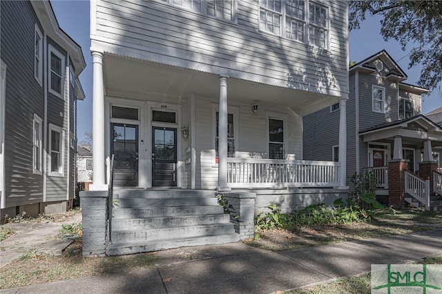 view of front facade featuring covered porch