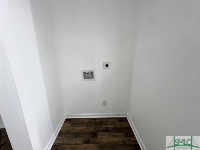 laundry room with hookup for a washing machine, dark hardwood / wood-style floors, and electric dryer hookup