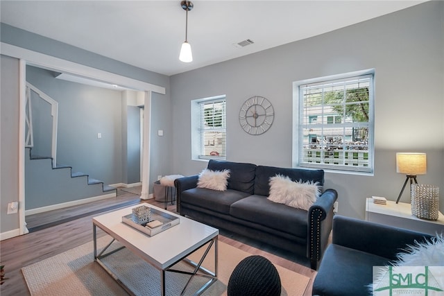 living room featuring hardwood / wood-style floors