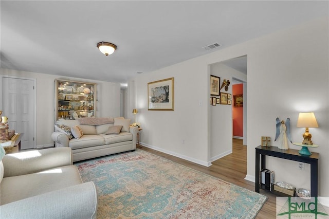 living room featuring light hardwood / wood-style flooring