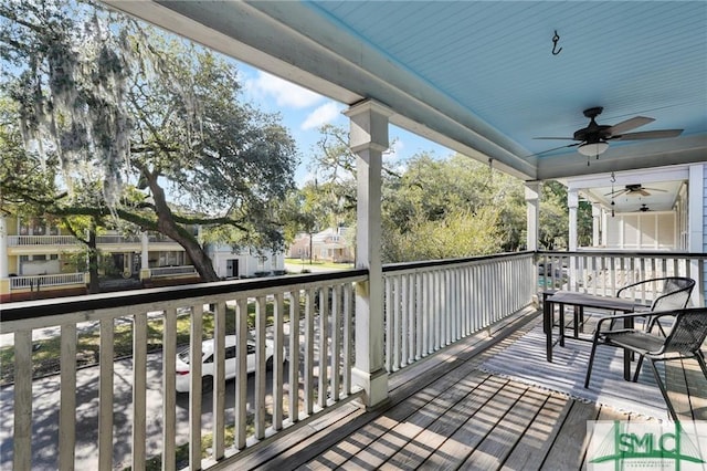 deck featuring ceiling fan