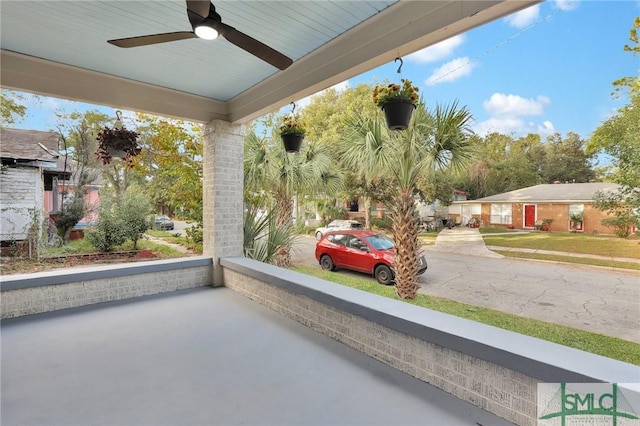 view of patio with ceiling fan