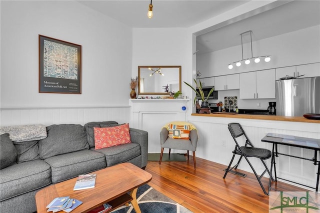 living room featuring light hardwood / wood-style flooring