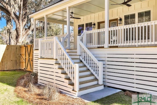 deck featuring ceiling fan