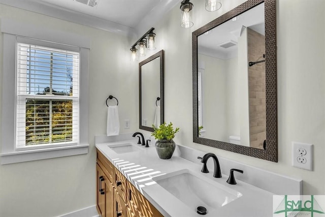 bathroom featuring a healthy amount of sunlight and vanity